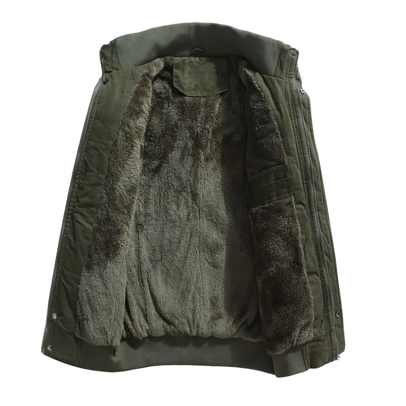 Men's Fleece-Lined Army Pilot Jacket with Embroidery