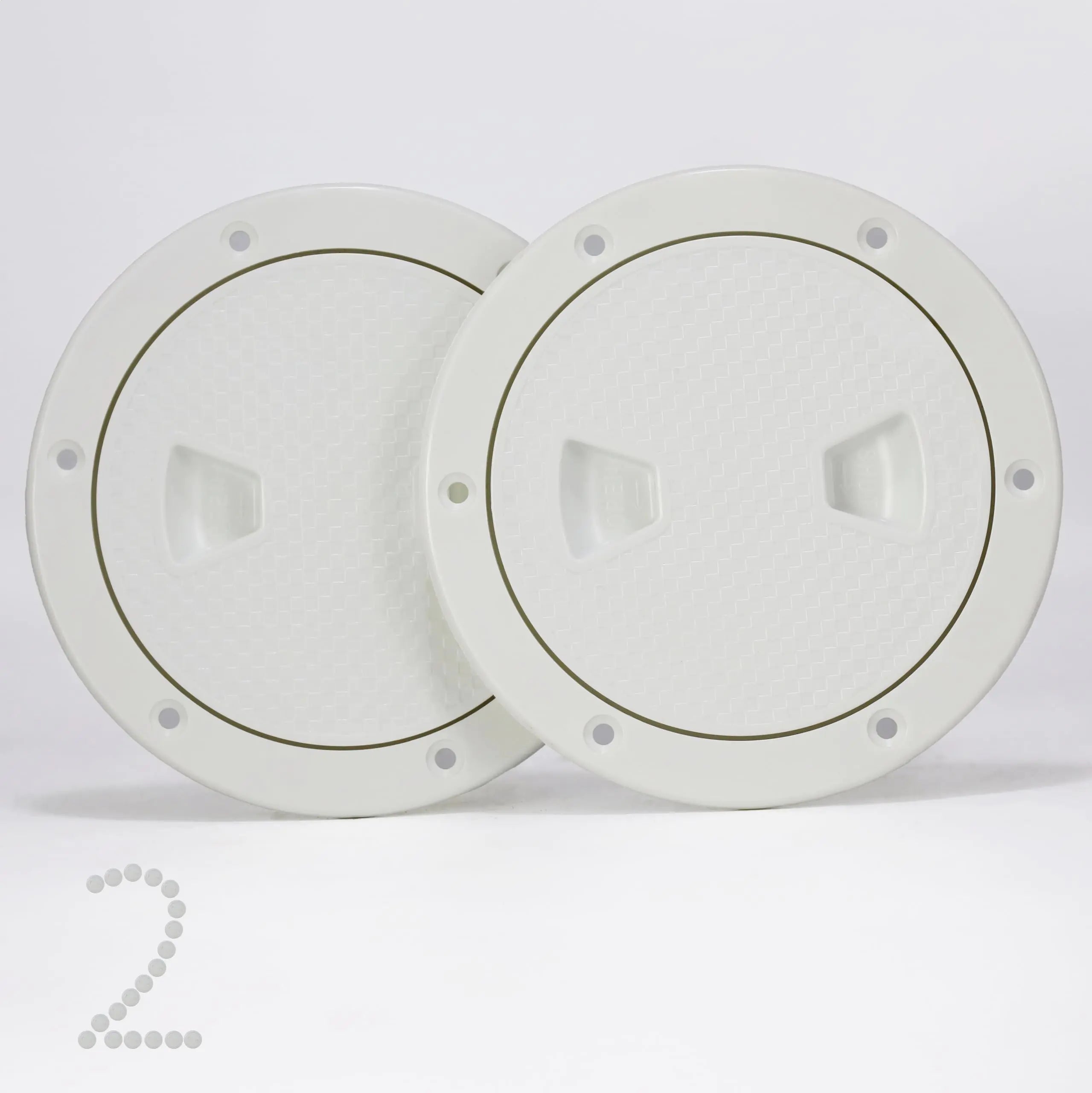PLOOTA 2 Pcs 4" Round Marine Boat Deck Hatch Cover - Non-Slip Inspection Plate Access for Kayak Yacht - Detachable Water-Tight Lid Screws Included