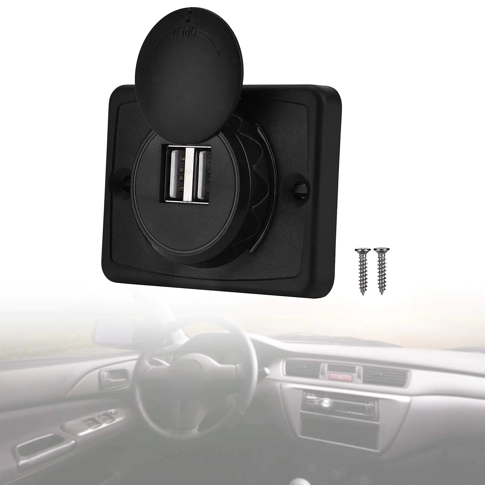 12V USB Outlet USB Socket Power Outlet with LED Indicator 12V-24V Dual USB Socket for Car Ship Boat Yacht Marine