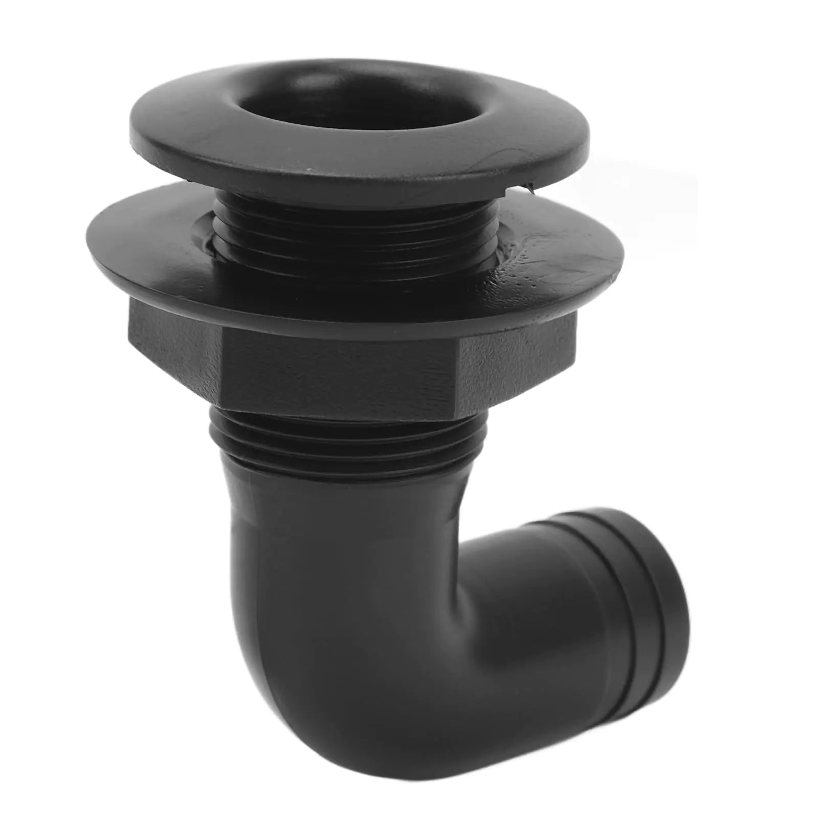 Acouto 90-Degree Thru Hull Fitting Marine Thru Hull Connector Leakproof Ergonomic Rugged 90° Thru Hull Fitting Boat Drain Plug for Yacht Boats (Black)