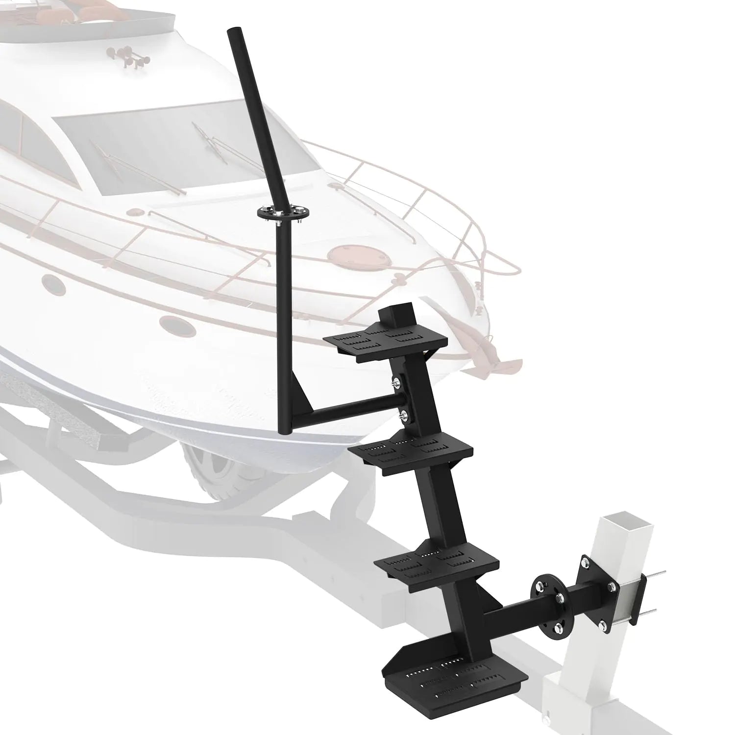 Boat Trailer Steps 4 Steps Trailer Tongue Steps with Anti-Slip Steps Trailer Steps with Adjustable Angle Universal Trailer Steps for The Tongue & Winch Post Fit Bass Boats or Pontoon Boats