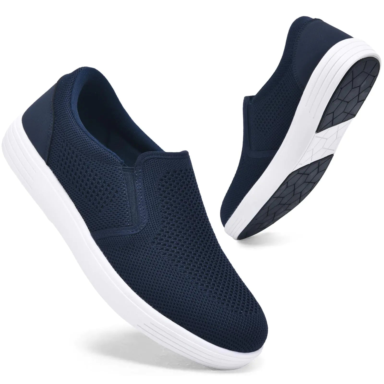 konhill Mens Slip on Shoes Casual Loafers Walking Sneakers with Arch Support Comfortable Navy Blue Boat Shoes for Driving Skate Beach Navy Blue Size 8