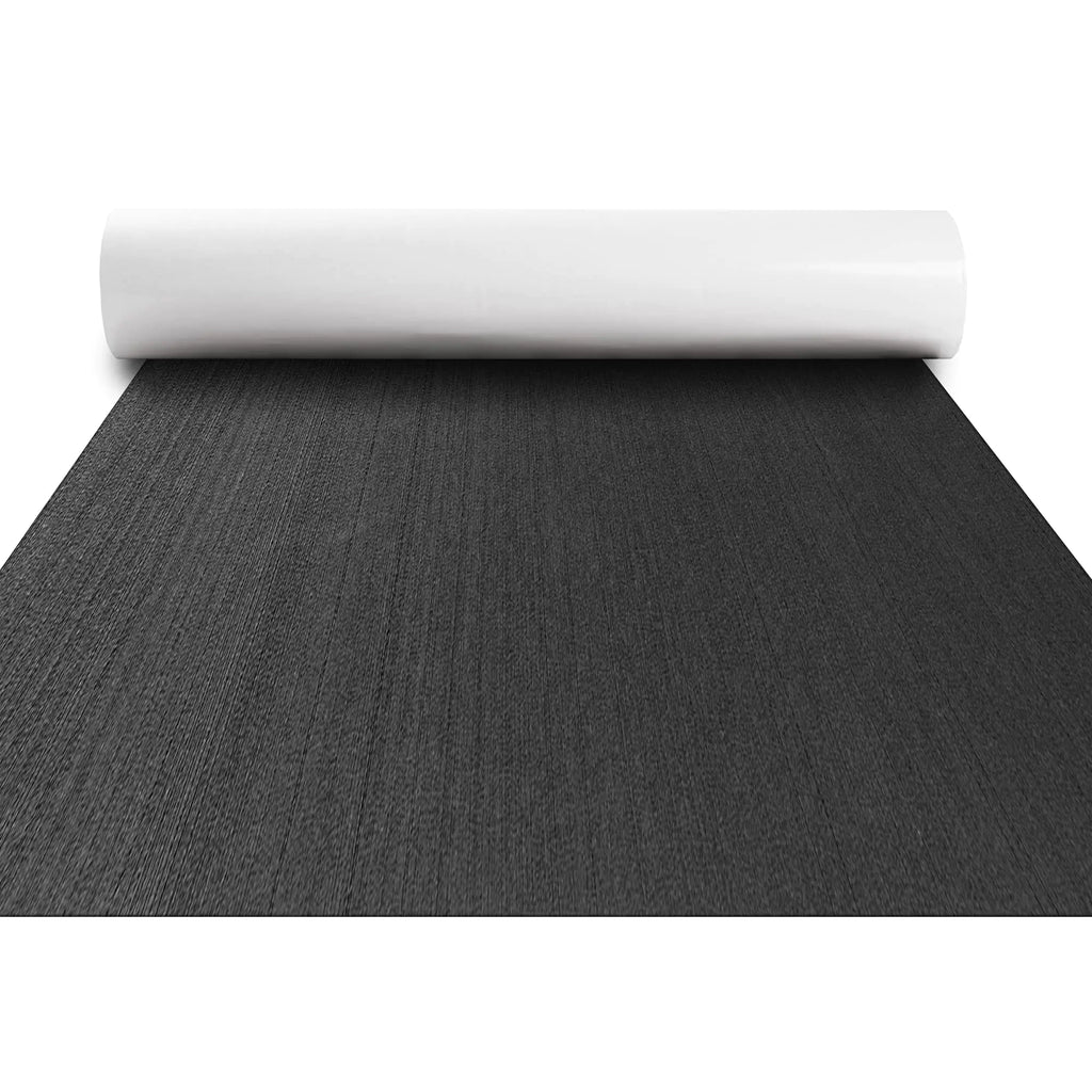 FOCEAN Boat Flooring EVA Foam Boat Decking Marine Flooring Brushed Texture Marine Mats for Boats Yacht Kayak RV 94.5"x23.6" Dark Grey with Black Back
