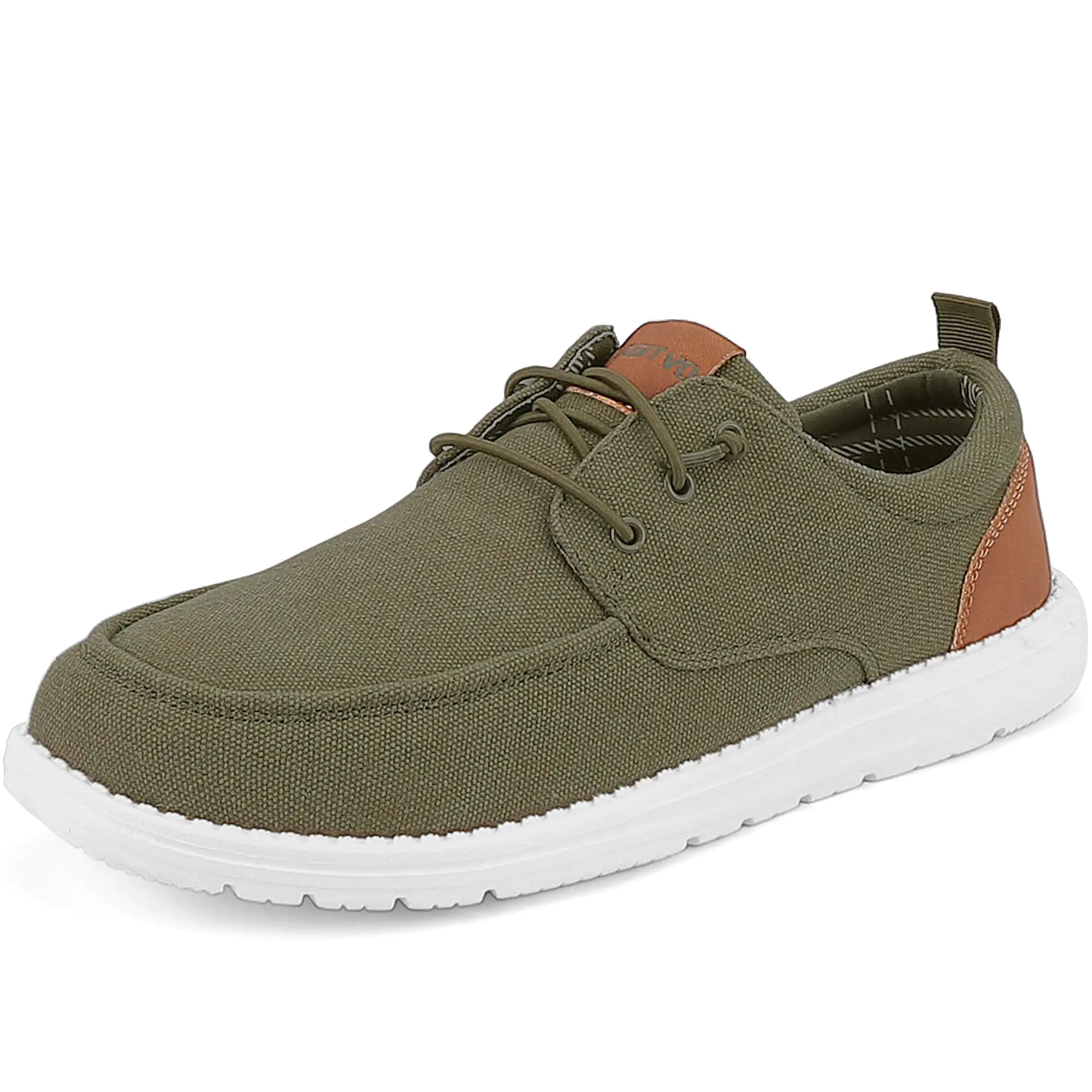 ASITVO Mens Wide Canvas Loafers Casual Slip on Walking Shoes Width Toe Box Big Size 15 Dress Boat Tru-Moc Shoes Army Green 49.5