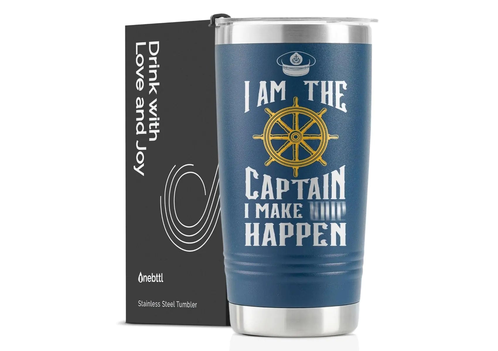 Boat Captain Travel Coffee Mug Gift for Boaters - I am the Captain I Make Ship Happen 20oz Stainless Steel Tumbler