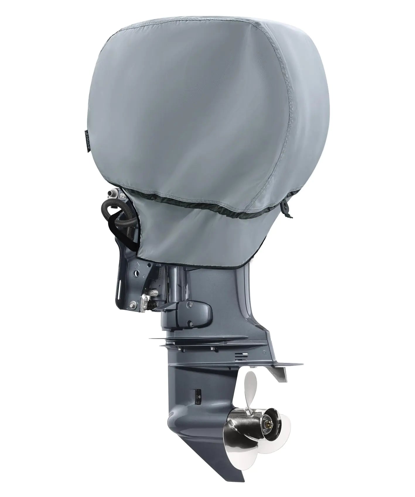 STEECA Waterproof Outboard Motor Cover 600D Fade Resistant Boat Engine Hood Cowling Cover Fits Motor 50-115 HP Grey