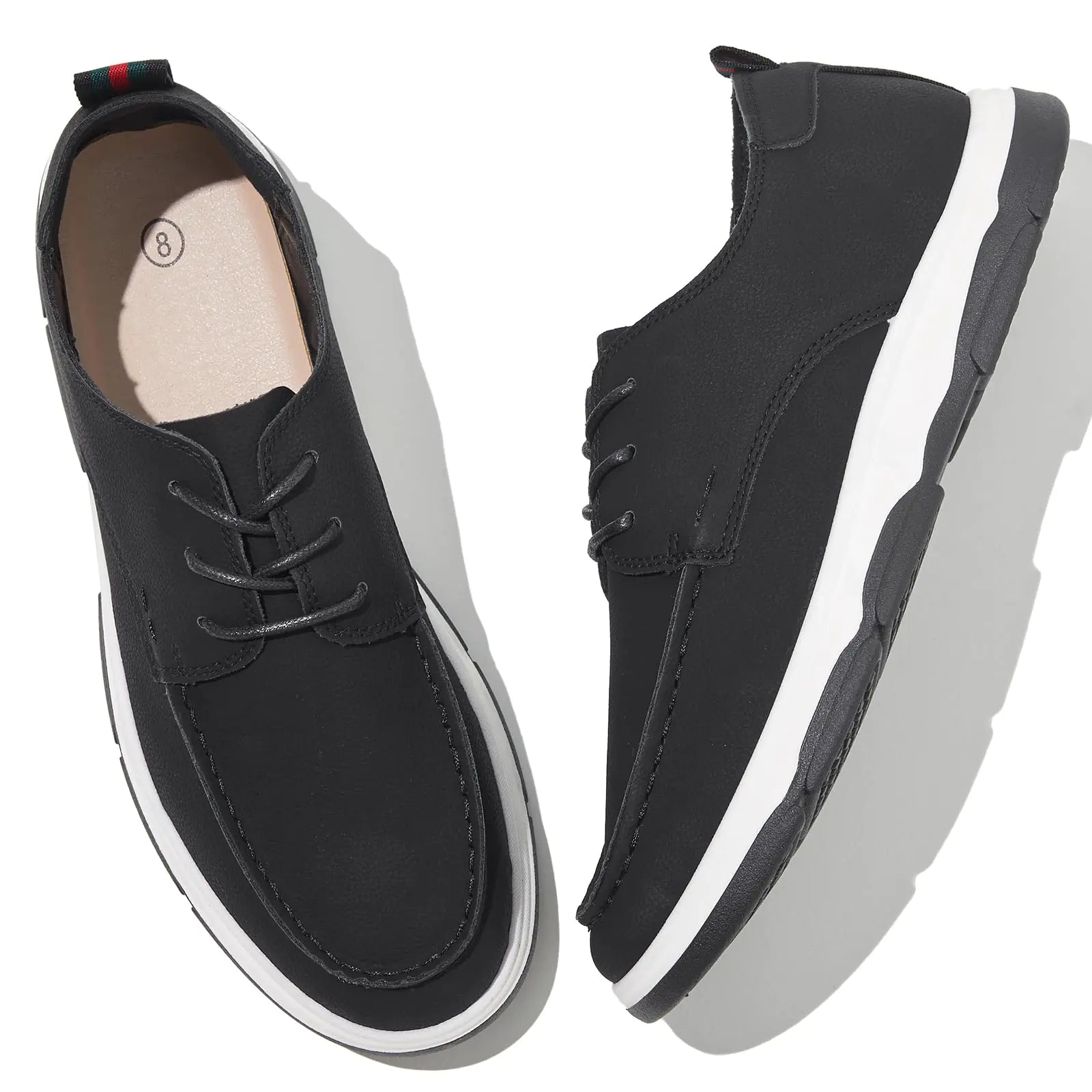 Mens Slip on Loafers Fashion Dress Sneake Business Oxfords Boat Shoes Lace Up Comfortable Tennis Shoes Casual Walking ShoesBlackUS9