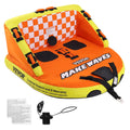 VEVOR Towable Tube for Boating 1-2 Riders Inflatable Towable Tubes with Deck Seats and Backrest 340 lbs Water Sport Tube for Boat to Pull Full Nylon Cover EVA Grab Handles and Speed Safety Valve