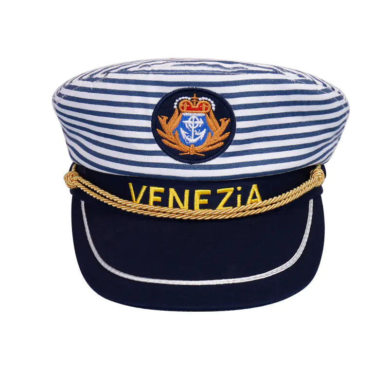 Navy Captain Hat, Striped Sailor Hat for Kids