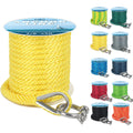 Anchor Rope 50 Ft x 3/8 Inch Premium Solid Braid MFP Anchor Line Braided Anchor Rope with 316 Stainless Steel Thimble and Heavy Duty Shackle Marine Anchor Rope Light Yellow