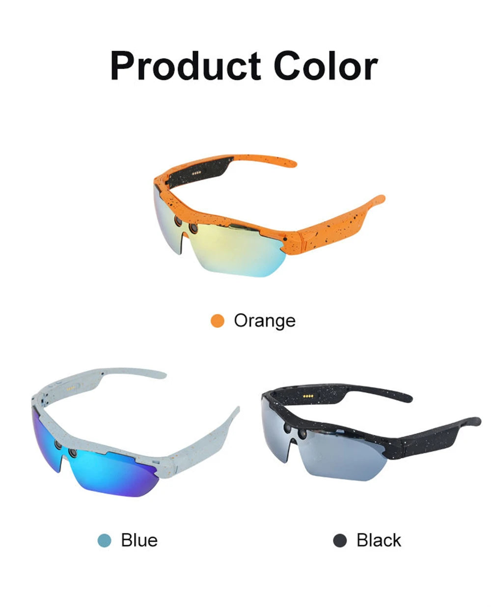 New Sports Smart Glasses 8MP HD Camera 4K Video IP68 Waterproof Real-Time Translation Music Playback Intelligent Interaction