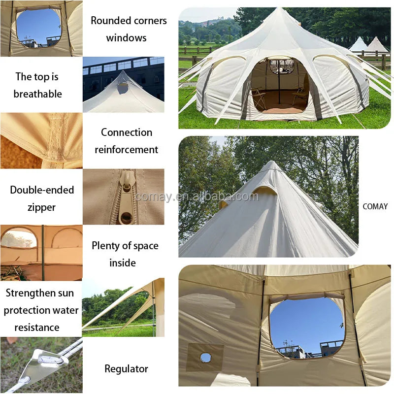 4m 5m 6m Glamping Large Luxury Camping Family Hotel Yurt Stargazing Tent Waterproof