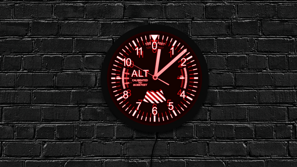 Altimeter Neon Sign LED Wall Clock Altitude Meter Tracking Pilot Air Plane Altitude Measurement Modern Wall Clock Watch Gag Gift