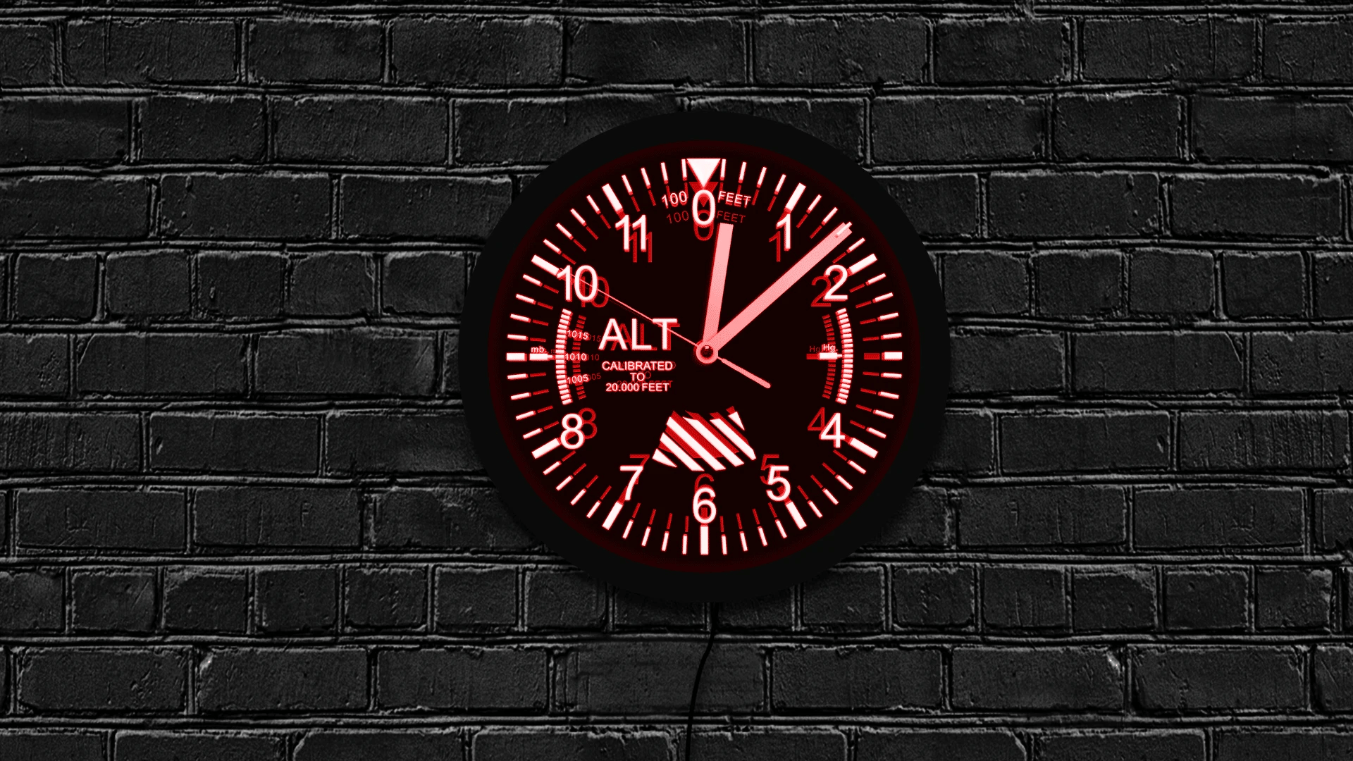 Altimeter Neon Sign LED Wall Clock Altitude Meter Tracking Pilot Air Plane Altitude Measurement Modern Wall Clock Watch Gag Gift