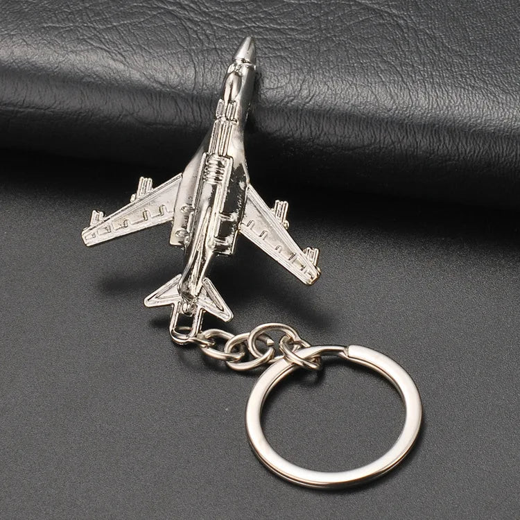 Airline Gift Airplane Keychain Aircraft Model 3D Metal Chains Airliners Fighter Plane Warplane Helicopter Key Rings