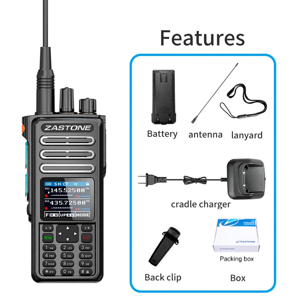 ZASTONE M9 10W Walkie Talkie Ham Amateur 2 Way Radio AM Air Aviation Band High Power Walkie-Talkie CTCSS FM Radio