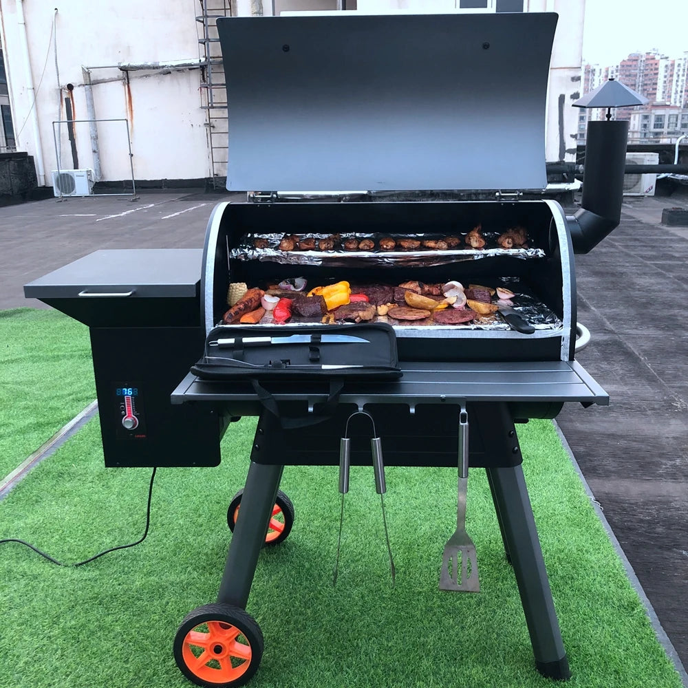 DESE Iron Meat Pellet Grill High Quality Professional OEM Custom DC220V Motor Knob Control Powder Coated BBQ Electric Grill