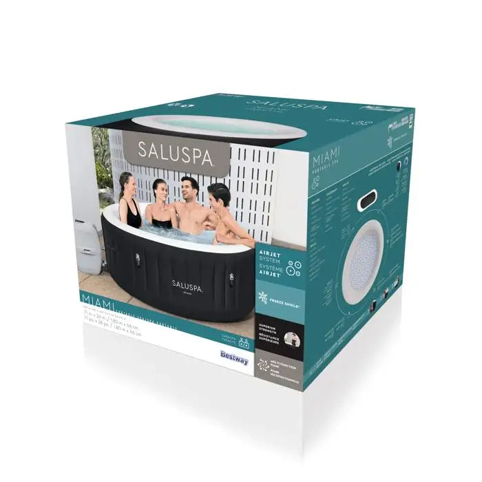 Bestway 60002 1.80m X 66cm Lay-Z-Spa Miami AirJet SaluSpa Inflatable Indoor Round Hot Tub