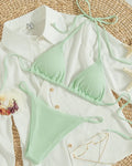 Factory Wholesale Women's Sexy Small Rib Bikini Set Two Piece Swimsuit with Printed Pattern Beach Wear