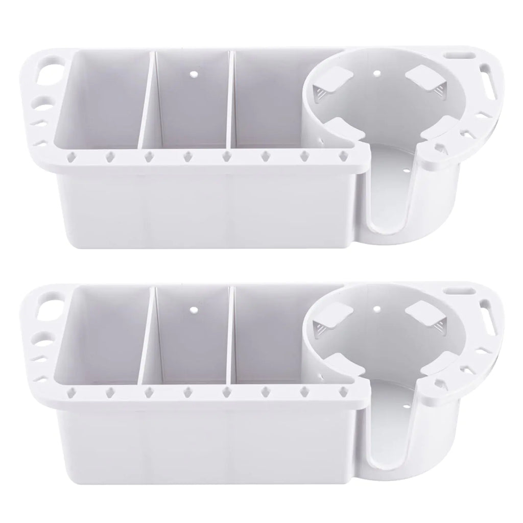 Boat Cup Holder Boat Caddy Organizer Multifunctional Boat Storage Organizer for Boat Kayak Pontoon Bass Boat Jon Boat - Fishing Tool Holder Boat Fishing Accessories(2 Packs White)