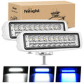 Nilight Marine LED Pods Navigation Lights 2PCS 54W Blue White Flood Beam Ponton Boat Deck Dock Lights for Night Fishing T-top Stern Yacht Kayak Port Sailboat Trucks Tractors
