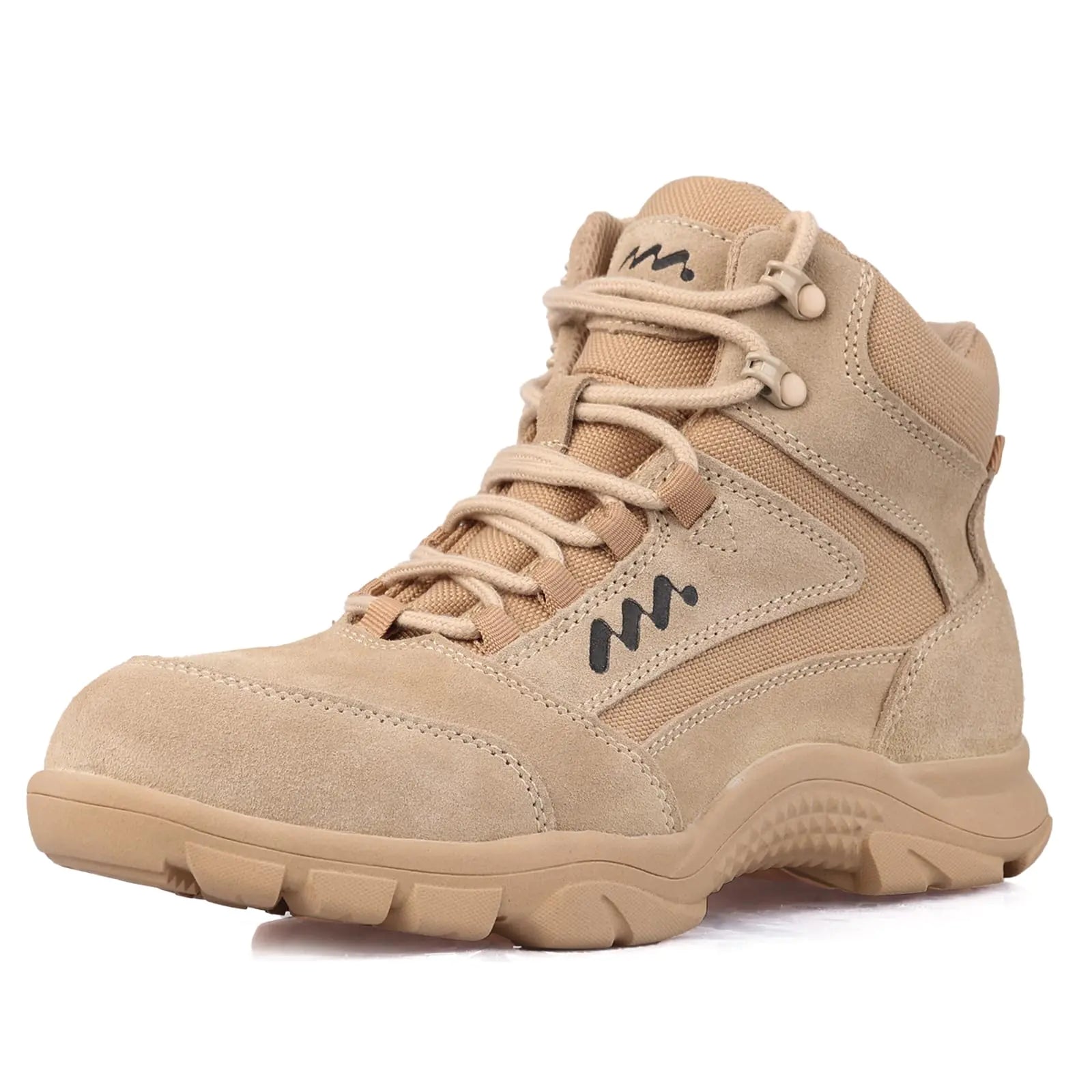 LUDEY Tactical Boots for Men Military Boots Durable Police Boots Combat Boots Breathable Desert Boots Anti-Slip Work Boots Sand 7US