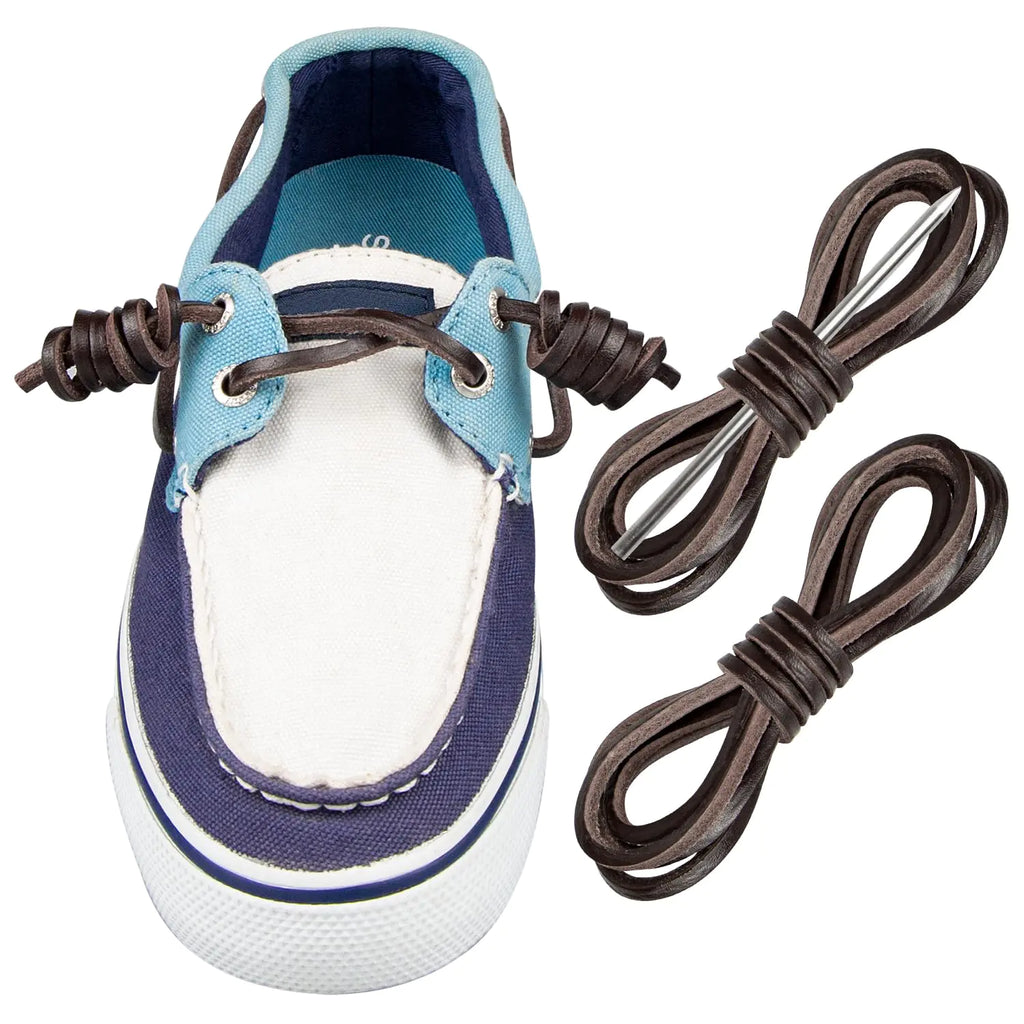 Endoto Leather Shoelaces Boat Shoe Laces for Sperry Topsider Duck Boot Loafers Shoes(Color:TanSize:75Inch)