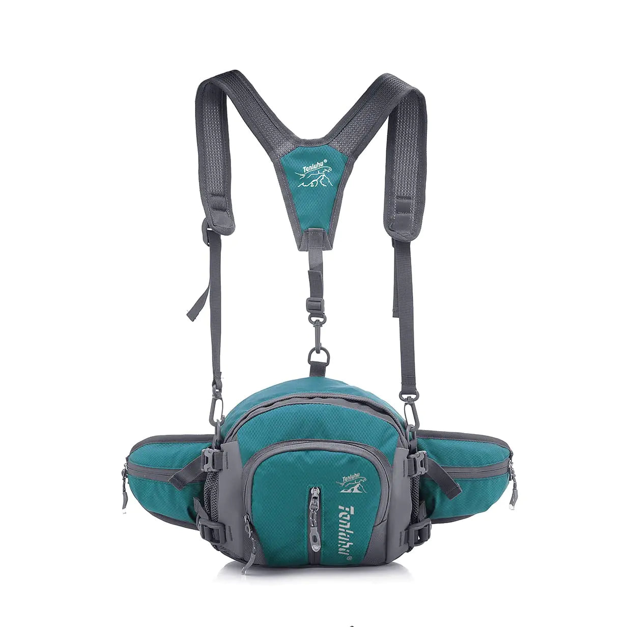 Multifunctional Water Resistant Waist Pack Backpack Daypack with Water Bottle Pockets for Running/Hiking/Cycling/Traveling (Lake Blue)