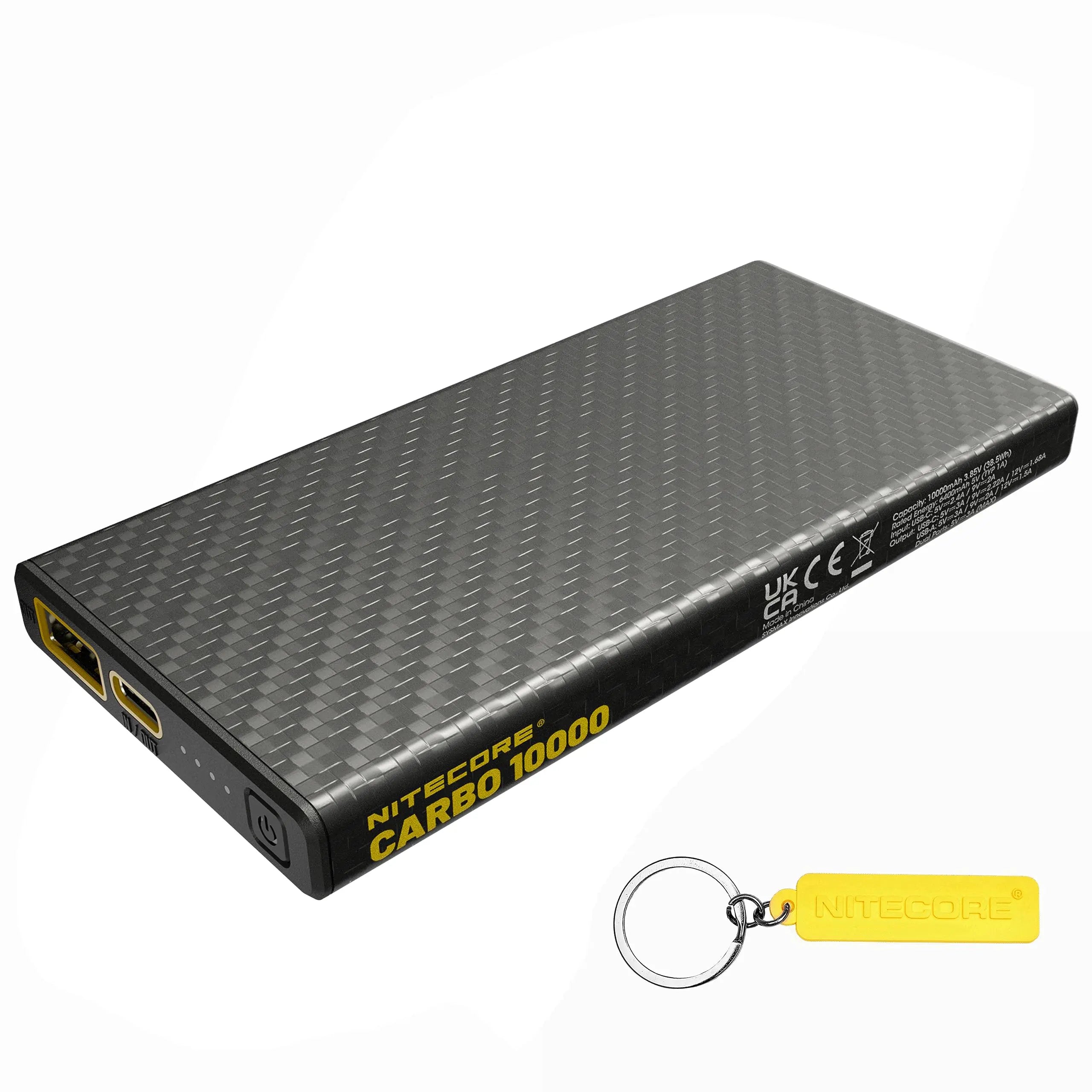 Nitecore Carbo 10,000 Power Bank Ultra Lightweight 10000mAh Carbon Fiber Fast Charging Battery Pack Charger QC PD Dual-Output for Cell Phone Tag