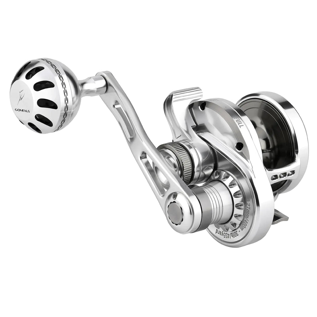 GOMEXUS Slow Pitch Jigging Reel LS20 CNC All Aircraft Grade Aluminum Body Lever Drag Right Hand Conventional Reel