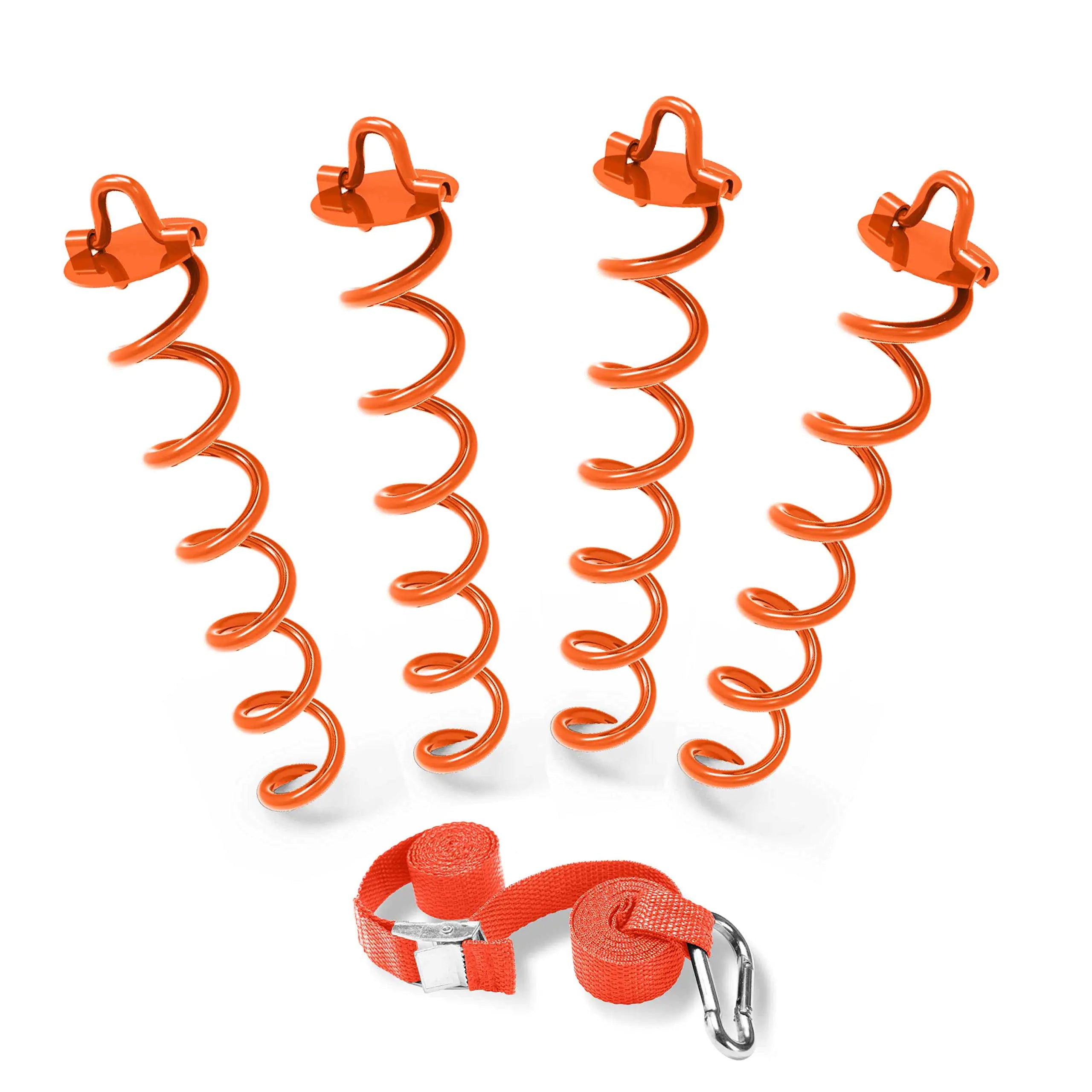 10" Spiral Ground Anchor with Straps Out for Anchor Swings Set Down Tent or Tiedown