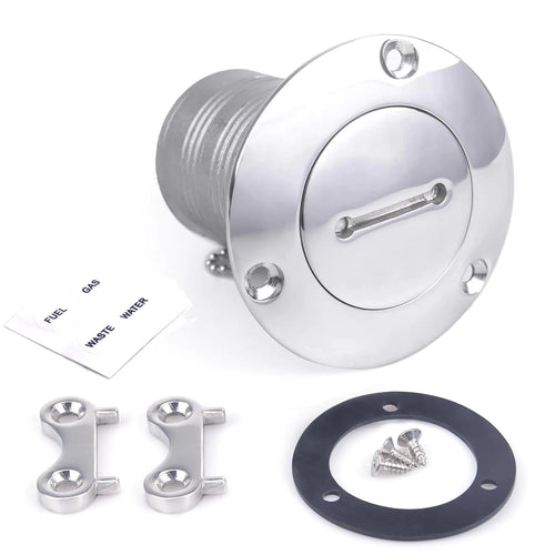 2"(50mm) Boat Gas/Fuel/Diesel/Water/Waste Deck Fill/Filler with Key Cap Tank Key Cap Marine Mirror-Polished 316 Stainless Steel Hardware for Boat Yacht
