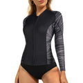 CtriLady Wetsuit Top Women Wetsuit Long Sleeve Jacket Neoprene 1.5mm High-Necked Wetsuits with Front Zipper for Swimming Diving Surfing Boating Kayaking Snorkeling (Black 2 3X-Large)