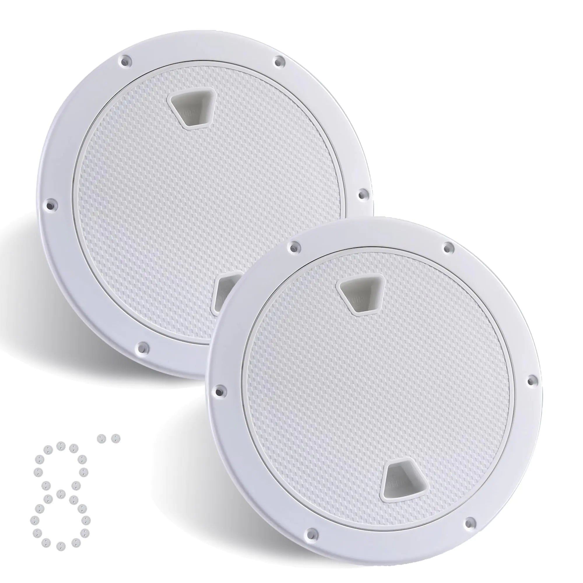 CROSSBODY 2 Pcs Boat 8" White Round Deck Plate Non Slip Inspection Hatch Marine Access Port Hatch Cover with Screws Detachable Water Tight Lid Cover for Marine Boat Yacht