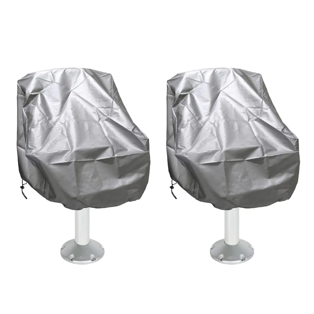 Gicov Boat Seat Cover 2 Pack Waterproof Captain Chair Cover Weather Resistant Pedestal Pontoon Captain Boat Bench Chair Seat Cover Helm Chair Protective Cover Grey