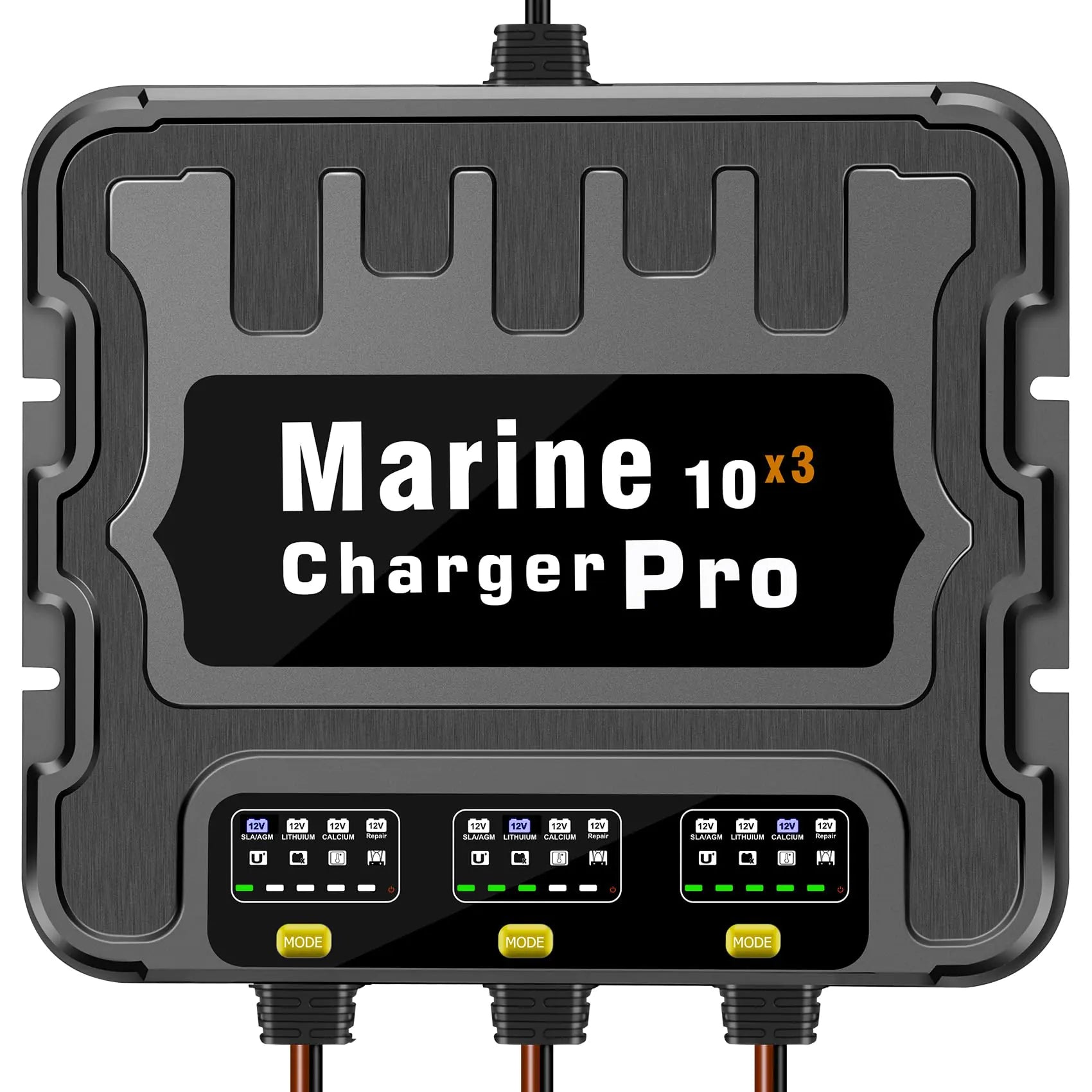 3 Bank Smart Marine Battery Charger 30A (10A/Bank) 12V Waterproof Onboard Boat Charger 10X3 Battery Maintainer & Desulfator for SLA/AGM Lithium (LiFePO4) Calcium & Deep-Cycle Battery-Charged 24/7