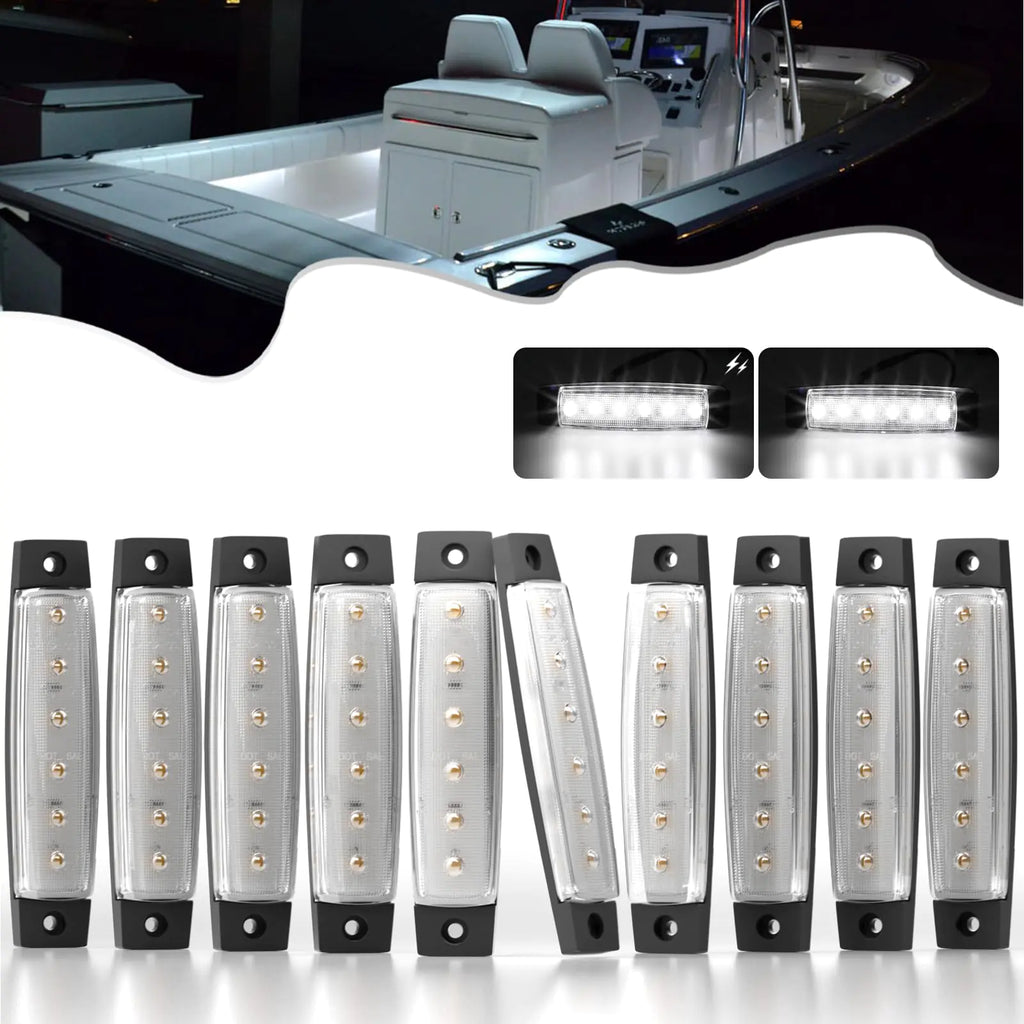 MarinaGlow Dual-Mode LED Boat Light Kit 10Pc White