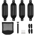 Boat Fenders Boat Bumpers for Docking 4 Pack Boat Fender 6.5" x 23" Boat Buoys Bumpers with 4 Ropes 4 Needles and 1 Pump for Pontoon Boat Speed Boats Sail Boat DocksBlack
