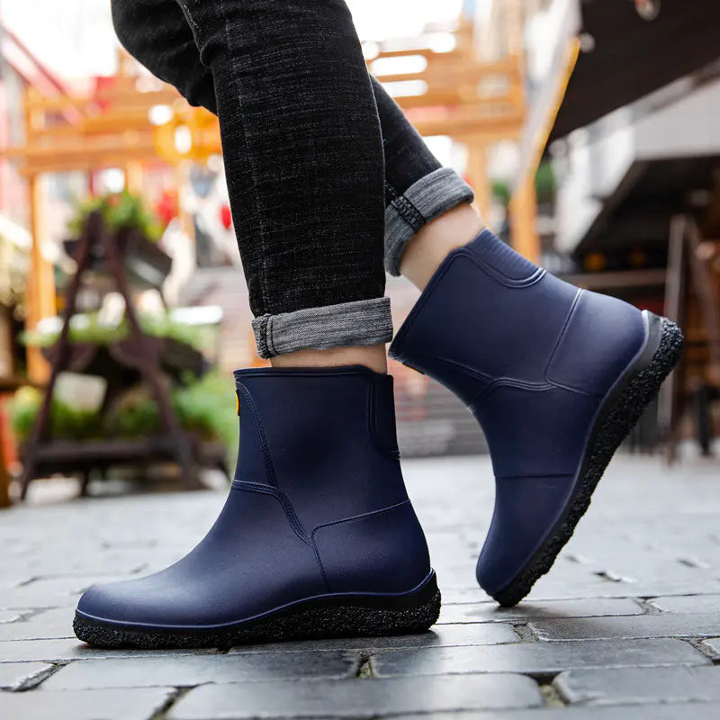 Men's Fashion Mid-Tube Rain Boots Water Shoes