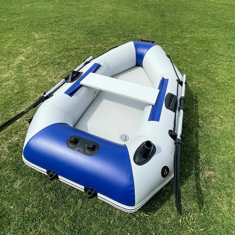 Inflatable Boat Raft Set, 1 Person Fishing Kayak, Force Rowing Canoe, Folding Dinghy with Free Accessories