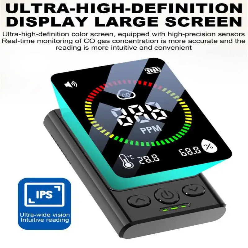 Advanced 3-in-1 Carbon Monoxide Detection Device; Portable and Perfect for Homes, Garages, Offices.