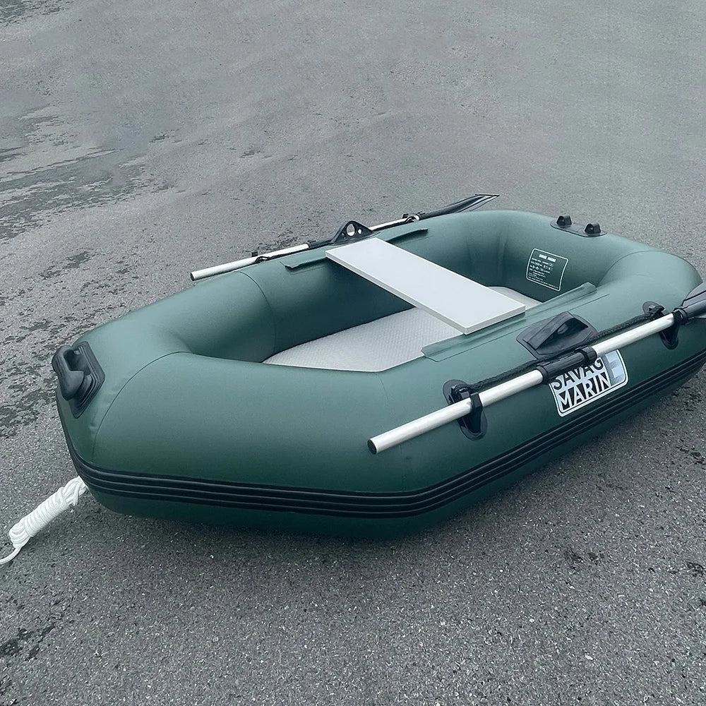 Inflatable Boat Raft Set, 1 Person Fishing Kayak, Force Rowing Canoe, Folding Dinghy with Free Accessories