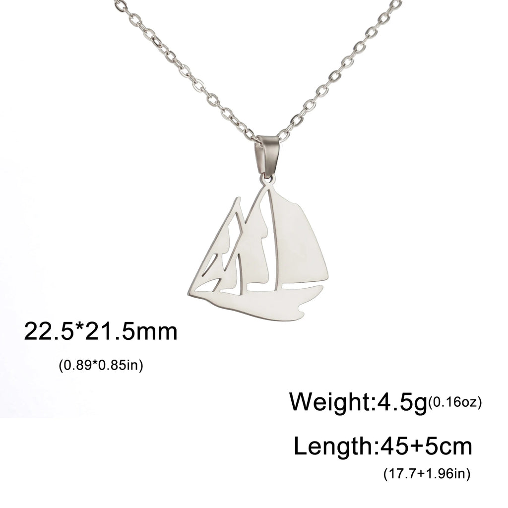 Sail Boat Necklace Ocean Sea Chain Sailor Ship Gift For Woman Men Pendant Gold Color Stainless Steel Fashion Trend Jewelry