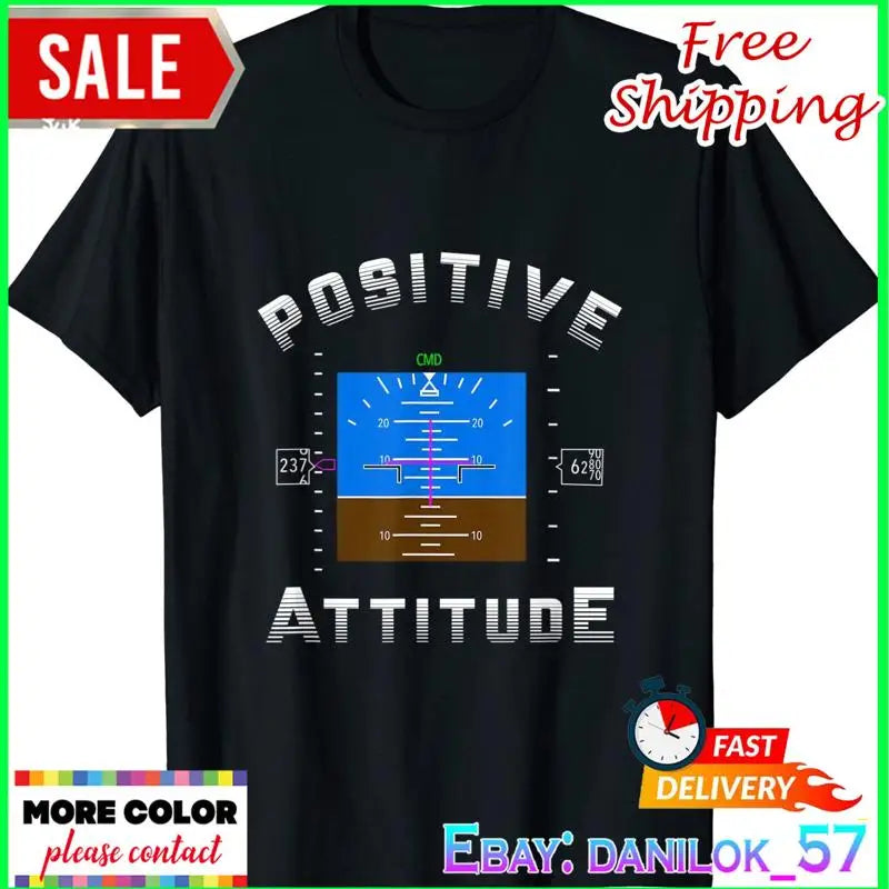 Positive Attitude Aviation Pilot Gift Primary Flight Display T-Shirt