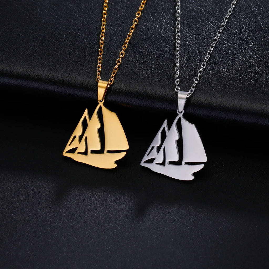 Sail Boat Necklace Ocean Sea Chain Sailor Ship Gift For Woman Men Pendant Gold Color Stainless Steel Fashion Trend Jewelry