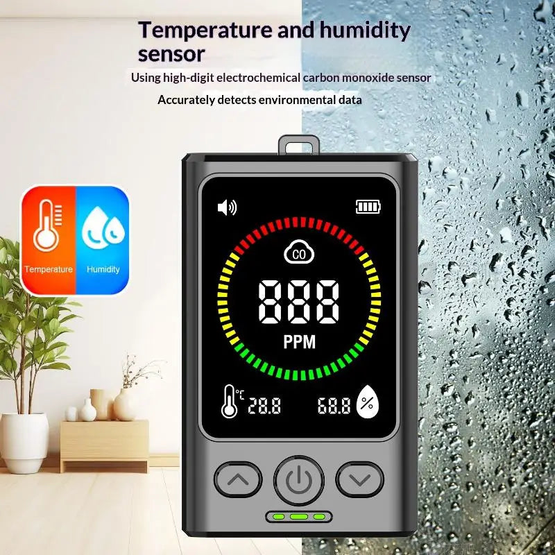 Advanced 3-in-1 Carbon Monoxide Detection Device; Portable and Perfect for Homes, Garages, Offices.