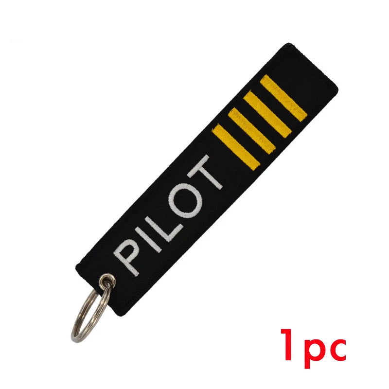 Aviation Gift Double-sided Embroidery Pilot Epaulettes 3 Bars Pendant Key Chain Keychain Rectangle Keyring Wholesale