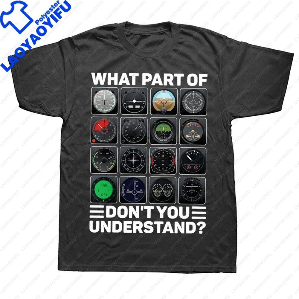 Birthday Gifts Airplane Pilot Tools Instruments  T Shirts Airline Aircraft Graphic Streetwear Short Sleeve T-shirt Men Clothing