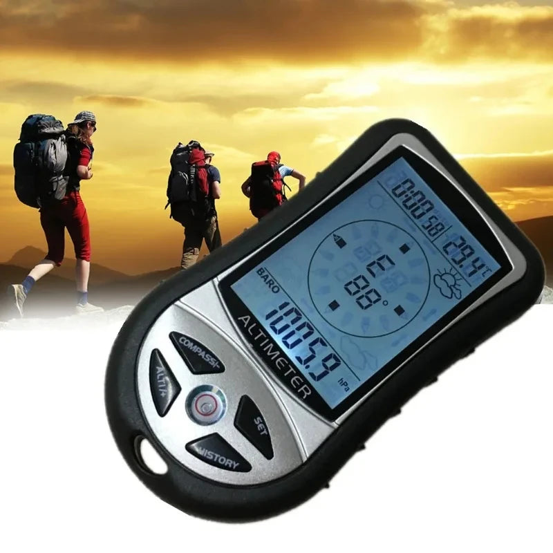 6-in-1 Outdoor Multifunction Digital Meter Handheld Altimeter/Barometer/Compass/Thermometer for Hiking Camping Portable  Design