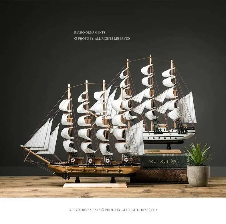 Gift Pirate Ship Model Saig Realistic Miniature In Wood, Marine Decoration Accessories, Modern Arts, Office, Home Decoration